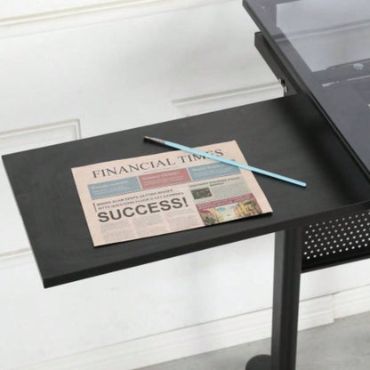 hand crank adjustable drafting table drawing desk with 2 metal drawers BLACKWITH STOOL