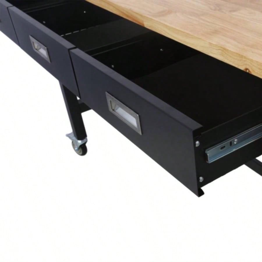 60in Work, Workbench with Drawer Storage, Heavy Duty Wood Work Table with Wheels Garage Home Office