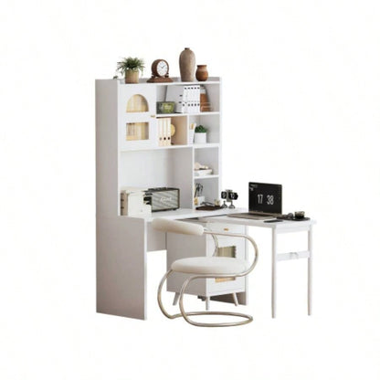 Computer Desk with 90 Degree Rotating Desktop, 43x70 Inch Office Desk with Storage Drawer and Cabinets, Gaming Desk with Shelves, Writing Desk Study, Work Desk Home Office Bedroom Living Room