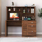 Home Office Computer Desk with Hutch, Antiqued White