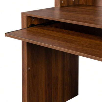 Home Office Computer Desk with Hutch, Antiqued White