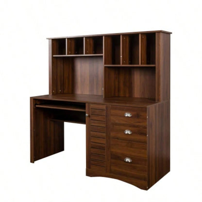 Home Office Computer Desk with Hutch, Antiqued White