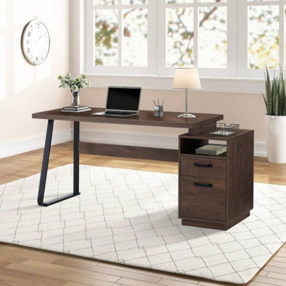 Home Office Computer Desk with Drawers/Hanging Letter - size Files, 65 inch Writing Study Table with Drawers