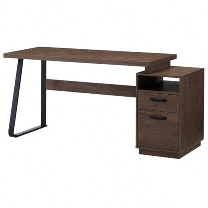 Home Office Computer Desk with Drawers/Hanging Letter - size Files, 65 inch Writing Study Table with Drawers