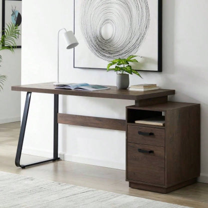 Home Office Computer Desk with Drawers/Hanging Letter - size Files, 65 inch Writing Study Table with Drawers