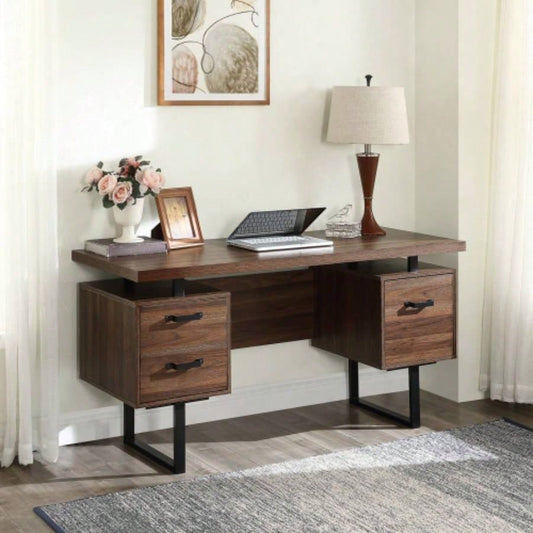 Home Office Computer Desk with Drawers/Hanging Letter - size Files, 59 inch Writing Study Table with Drawers