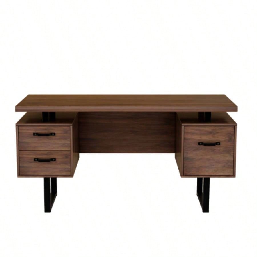 Home Office Computer Desk with Drawers/Hanging Letter - size Files, 59 inch Writing Study Table with Drawers