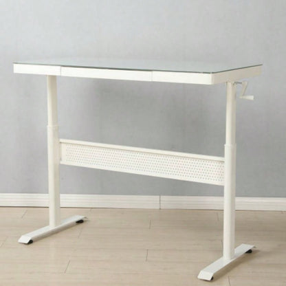 48x 24 Inches Tempered Glass Standing Desk with Metal Drawer, Adjustable Height Stand up Desk, Sit Stand Home Office Desk, Ergonomic Workstation