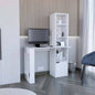 Writing Desk With Bookcase and Cabinet, White