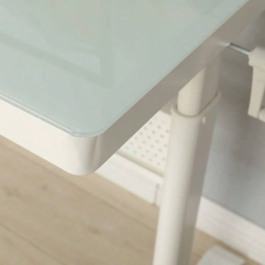 48x 24 Inches Tempered Glass Standing Desk with Metal Drawer, Adjustable Height Stand up Desk, Sit Stand Home Office Desk, Ergonomic Workstation