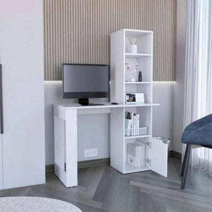 Writing Desk With Bookcase and Cabinet, White