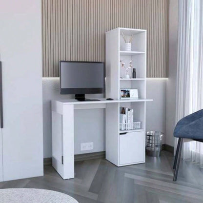 Writing Desk With Bookcase and Cabinet, White