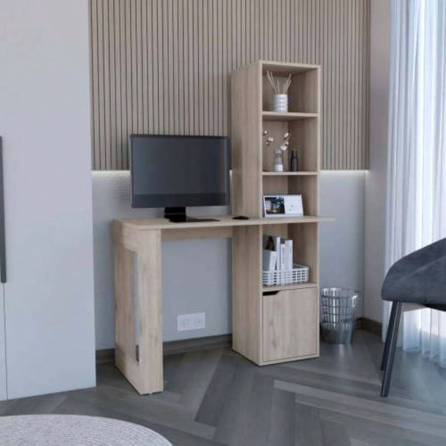 Writing Desk With Bookcase and Cabinet, White