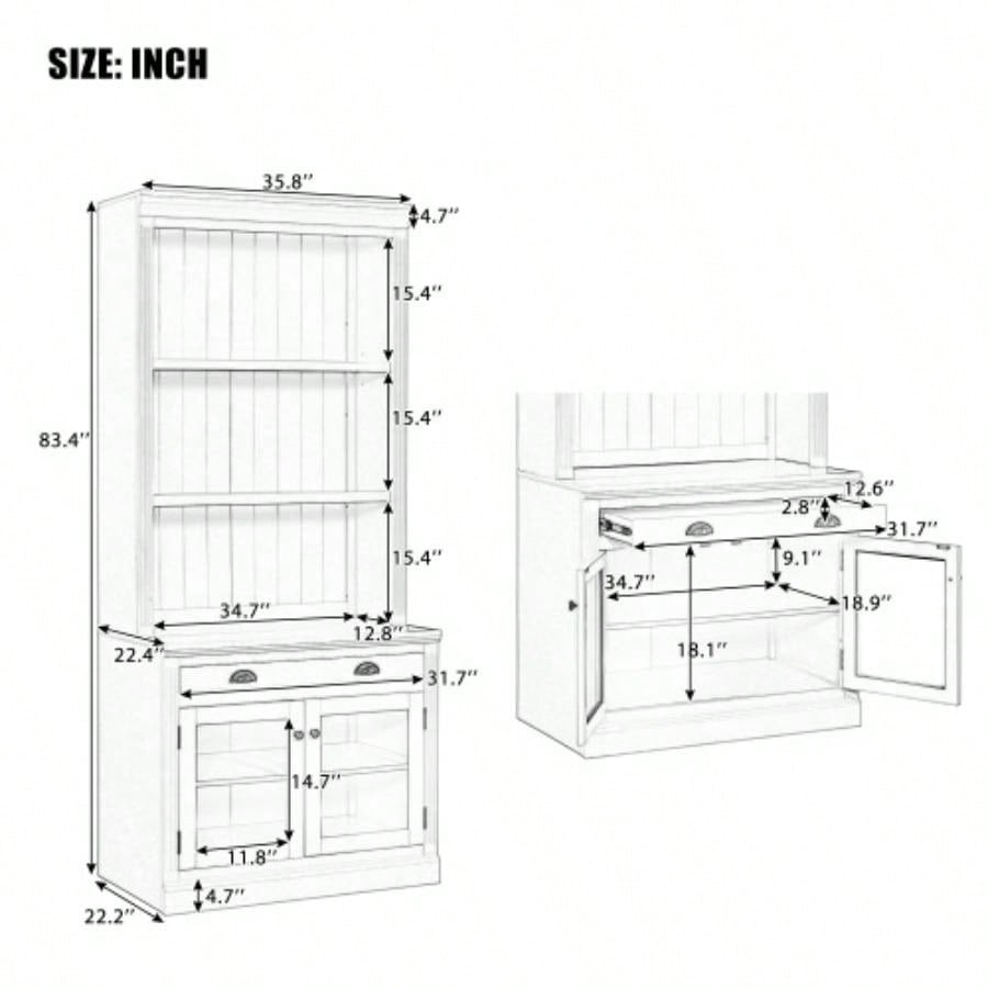 83.4Tall Bookshelf Writting Desk Suite, Modern Bookcase Suite with LED Lighting, Drawers, Study Desk and Open Shelves, 2 - Piece Set Storage Bookshelf Living Room, Home Office, Study room, White