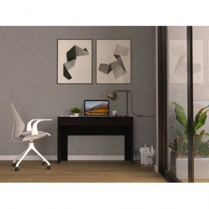 Computer Desk with Two Drawers Writing, Black