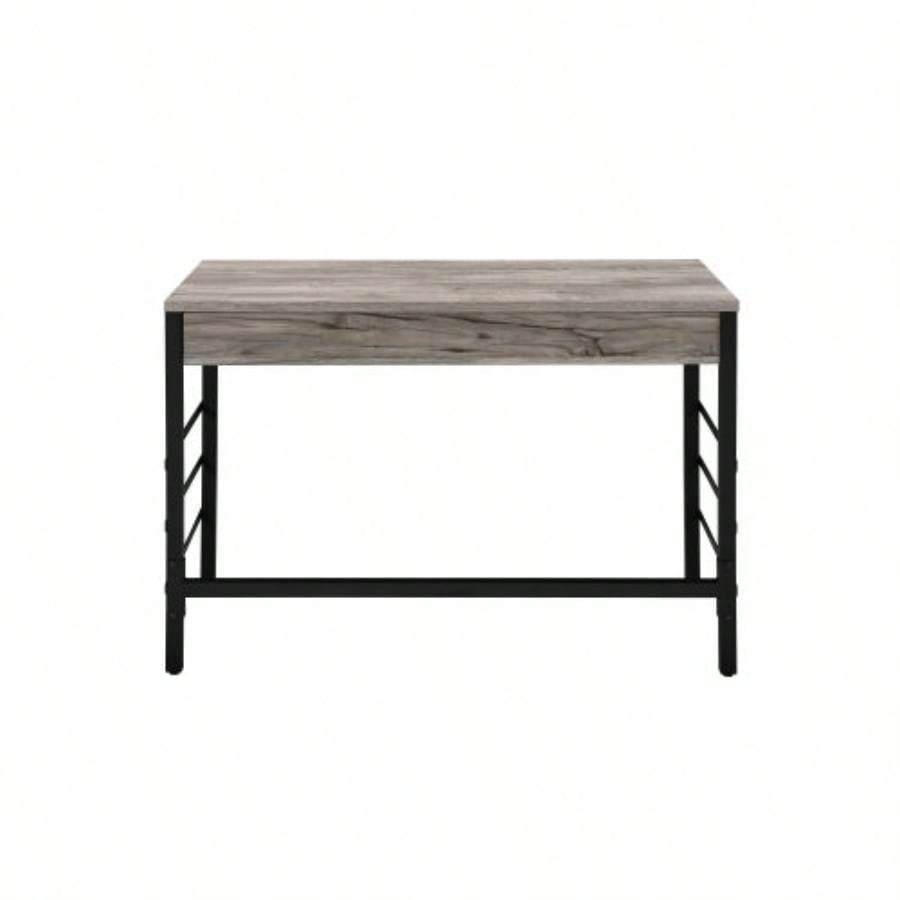 Disho Light Weathered Oak Black Writing Desk/USB