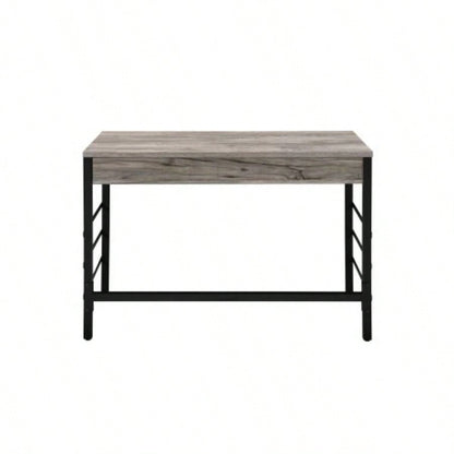 Disho Light Weathered Oak Black Writing Desk/USB