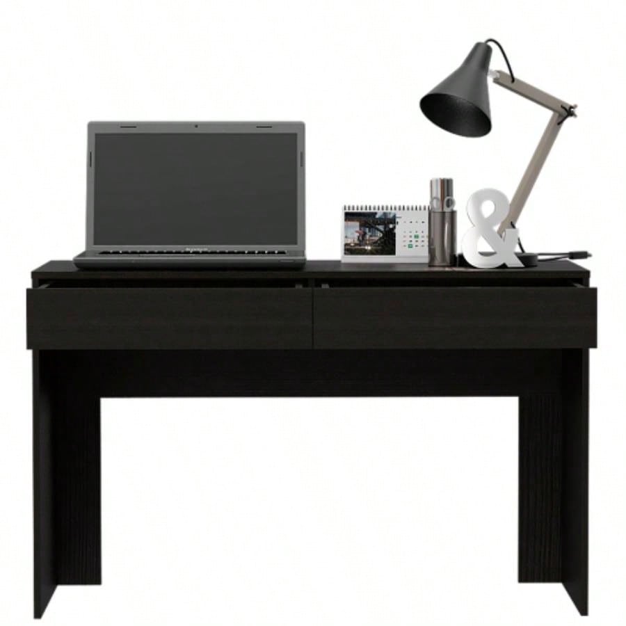 Computer Desk with Two Drawers Writing, Black