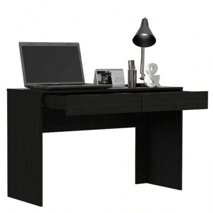Computer Desk with Two Drawers Writing, Black