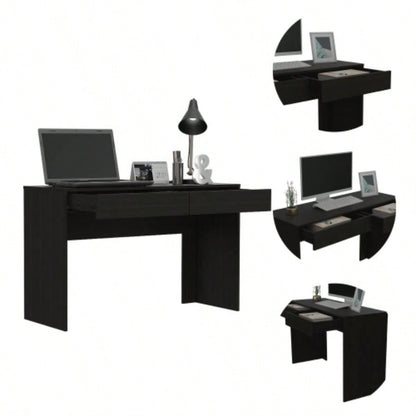 Computer Desk with Two Drawers Writing, Black