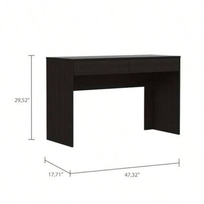 Computer Desk with Two Drawers Writing, Black