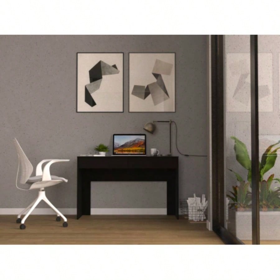Computer Desk with Two Drawers Writing, Black