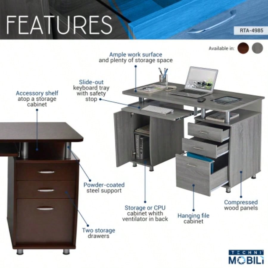 Techni Mobili Complete Workstation Computer Desk with Storage,