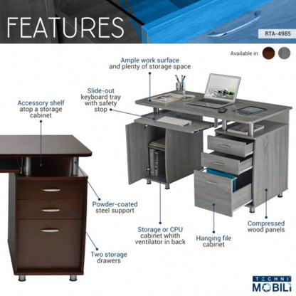 Techni Mobili Complete Workstation Computer Desk with Storage,