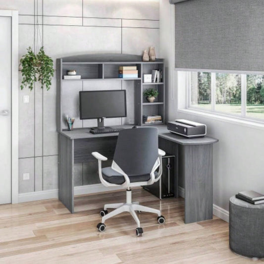 Techni Mobili Modern L - Shaped Desk with Hutch,