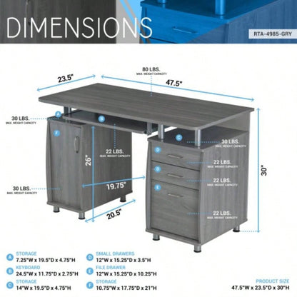 Techni Mobili Complete Workstation Computer Desk with Storage,