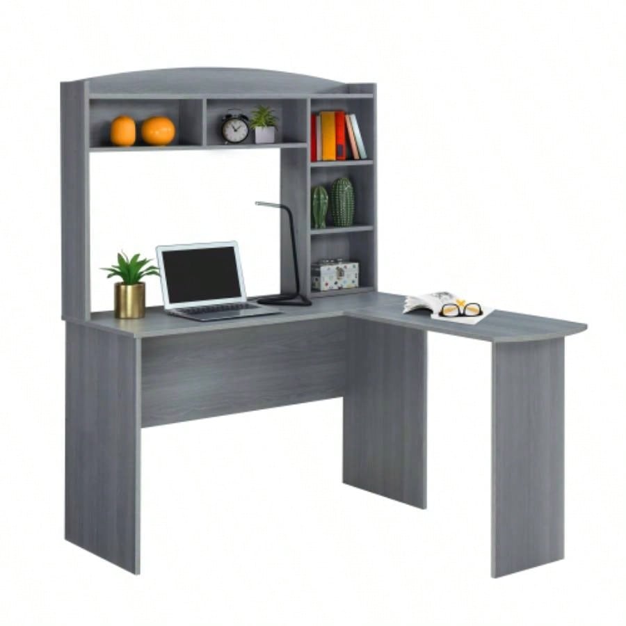 Techni Mobili Modern L - Shaped Desk with Hutch,