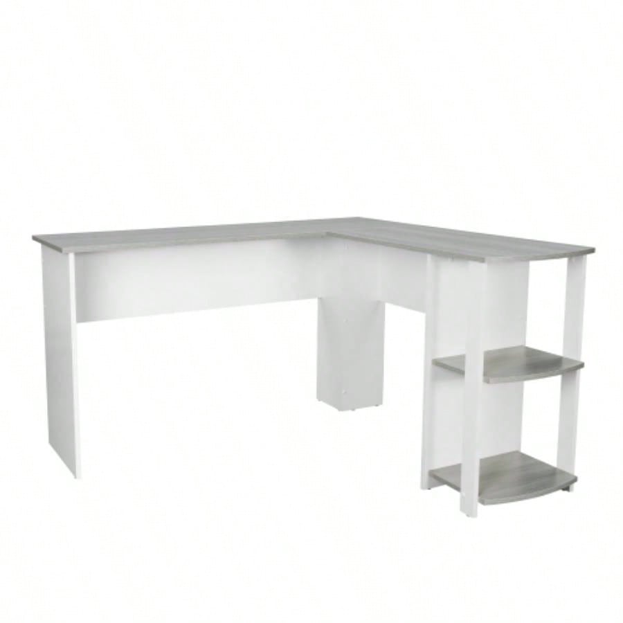 Techni Mobili Modern L - Shaped Desk with Side Shelves,