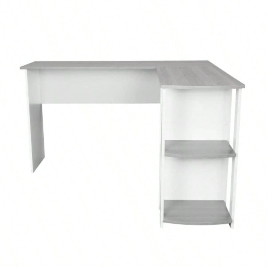 Techni Mobili Modern L - Shaped Desk with Side Shelves,