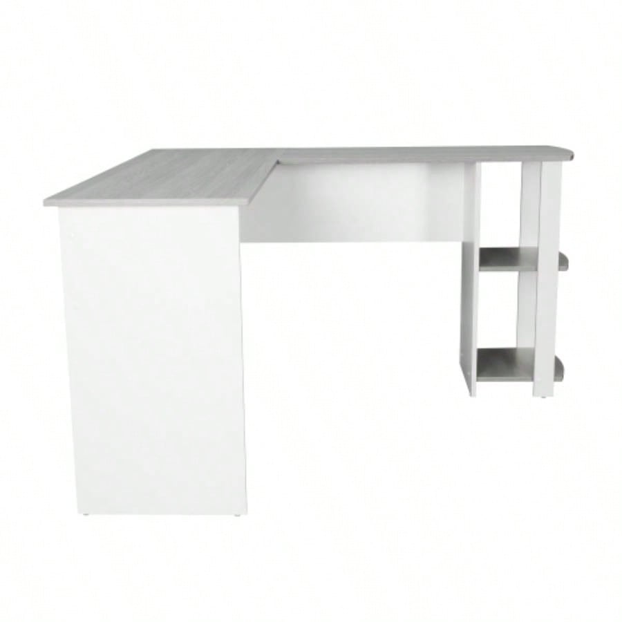 Techni Mobili Modern L - Shaped Desk with Side Shelves,