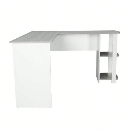 Techni Mobili Modern L - Shaped Desk with Side Shelves,
