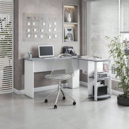 Techni Mobili Modern L - Shaped Desk with Side Shelves,