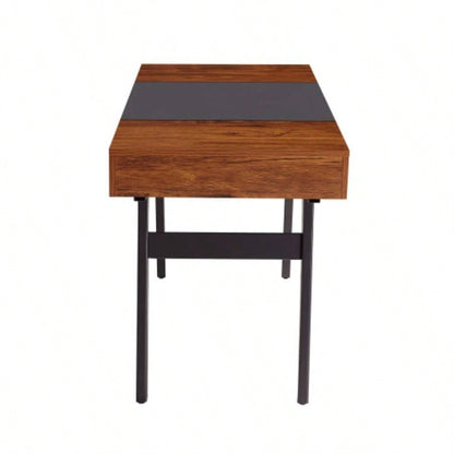 Techni Mobili Writing Desk - Dual Side Pull - Out Front Drawer - Coated Steel Frame - Mahogany