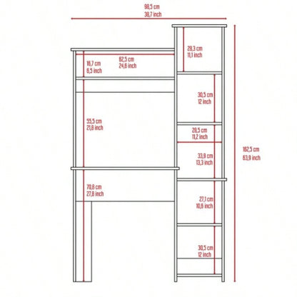 Desk, Five Shelves, Two Superior Shelves, Black
