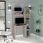 Desk, Five Shelves, Two Superior Shelves, Light Gray