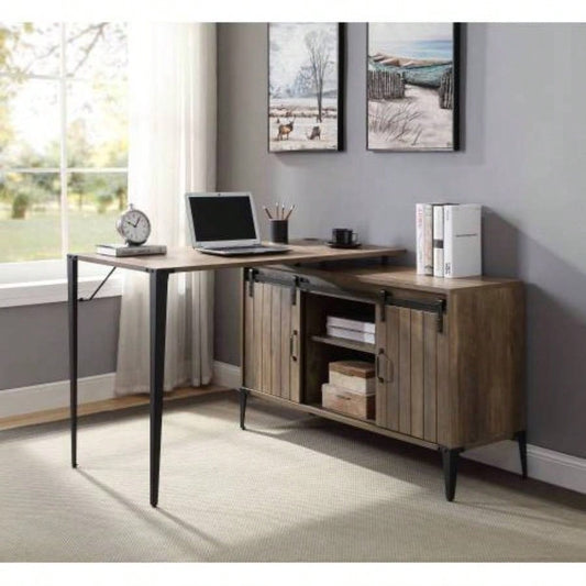 Zakwani 48 Gray Oak Black Writing Desk