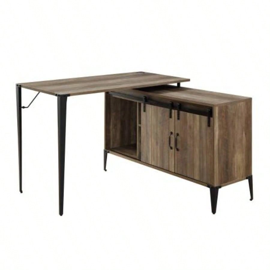 Zakwani 48 Gray Oak Black Writing Desk