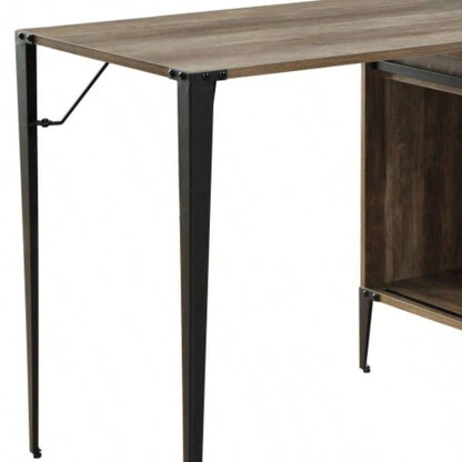 Zakwani 48 Gray Oak Black Writing Desk