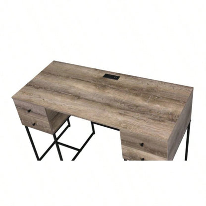 Desirre Rustic Oak Black Wirting Desk/ USB Port