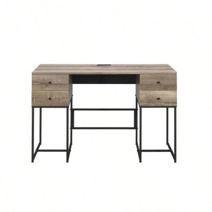Desirre Rustic Oak Black Wirting Desk/ USB Port