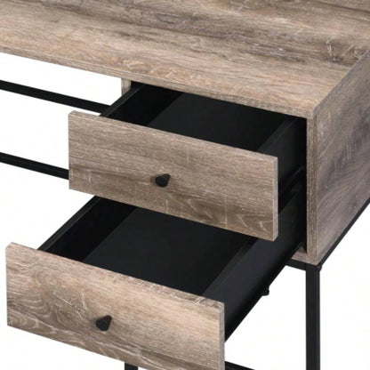 Desirre Rustic Oak Black Wirting Desk/ USB Port