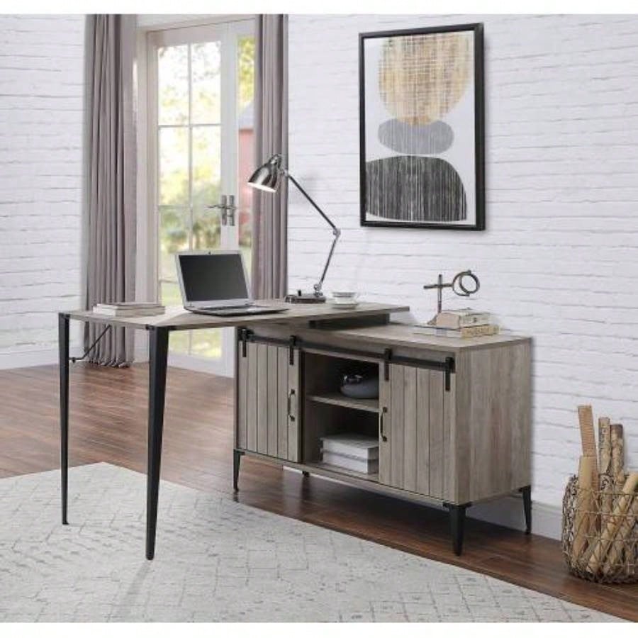 Desirre Rustic Oak Black Wirting Desk/ USB Port