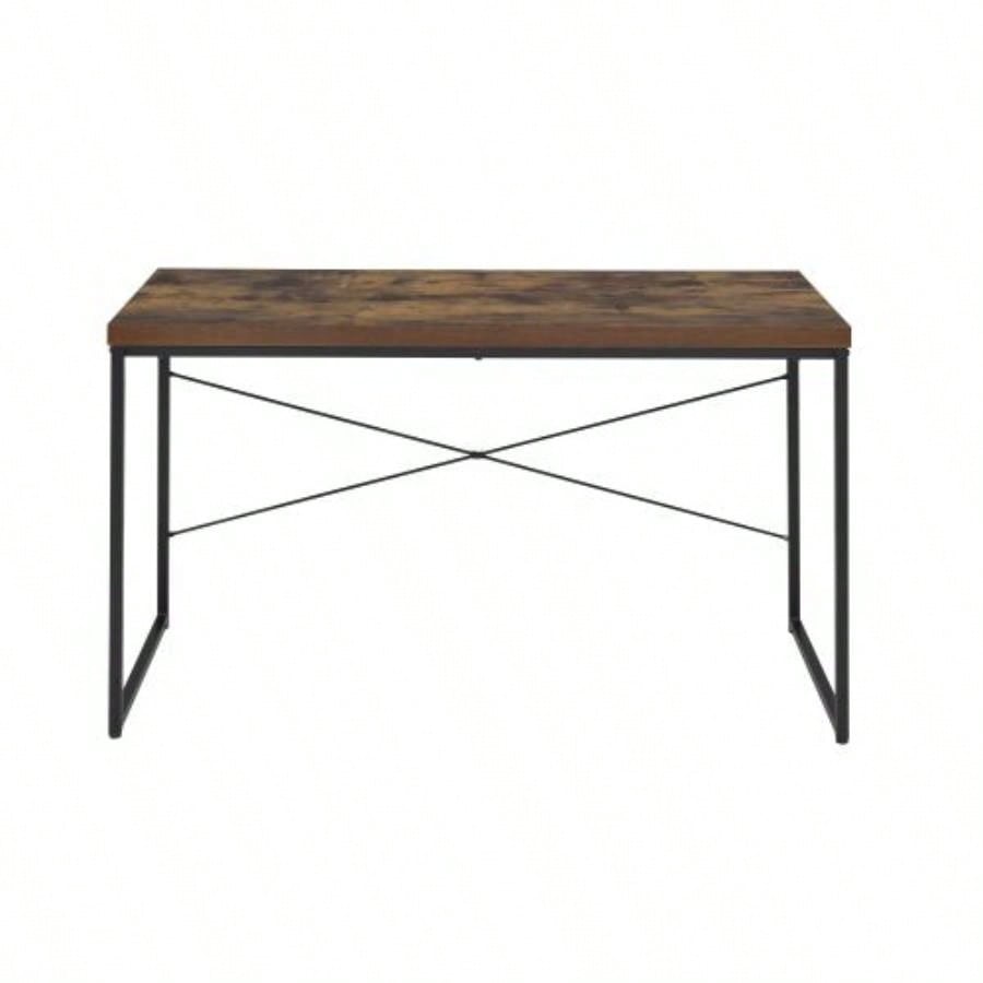 Weathered Oak Black Writing Desk