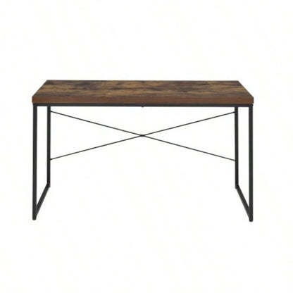 Weathered Oak Black Writing Desk