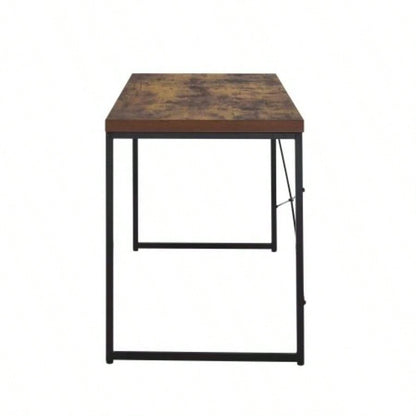 Weathered Oak Black Writing Desk