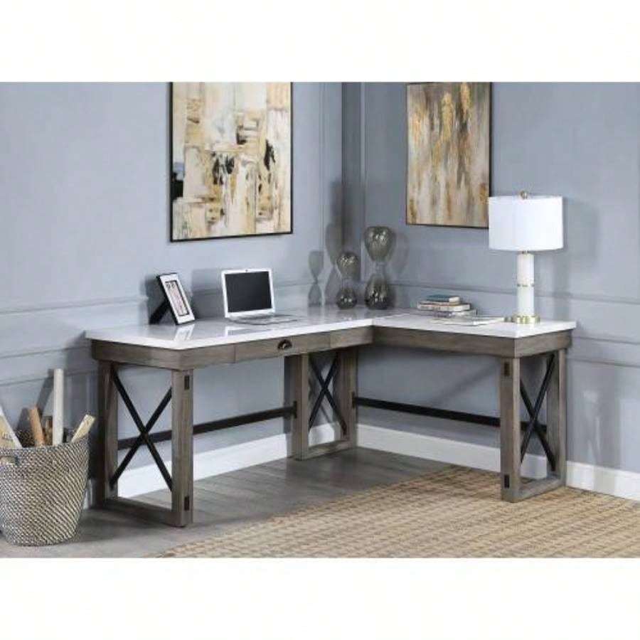 Zakwani 48 Gray Oak Black Writing Desk